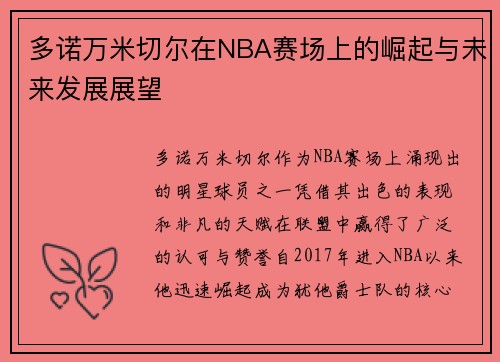 多诺万米切尔在NBA赛场上的崛起与未来发展展望